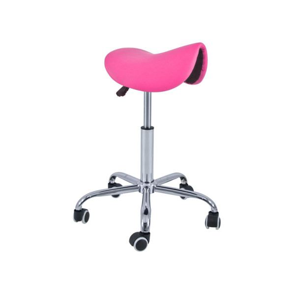 Pony Σκαμπό Pink τροχήλατο Μασάζ Ανατομική Θέση για κρεβάτι Φυσικοθεραπείας Ρεφλεξολογίας Οδοντιάτρων με Αμορτισέρ